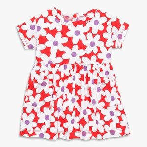 Baby pocket dress in bold blooms